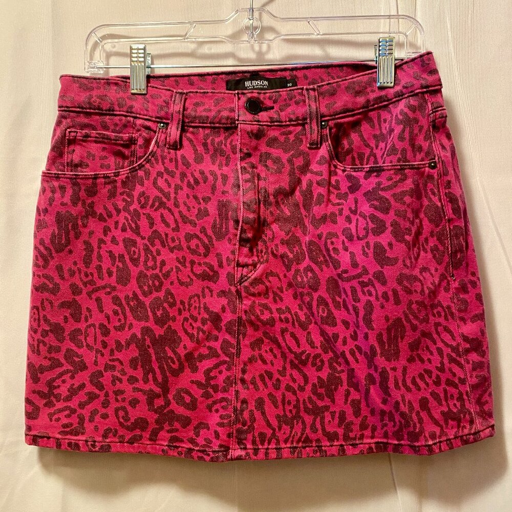 HUDSON Jeans The Viper Pink Leopard Print Mini Skirt Size 30